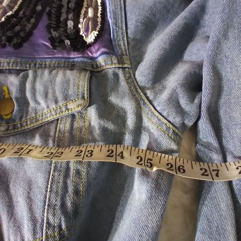 Diani sequins design jean  jacket size small baggy - Picture 10 of 12